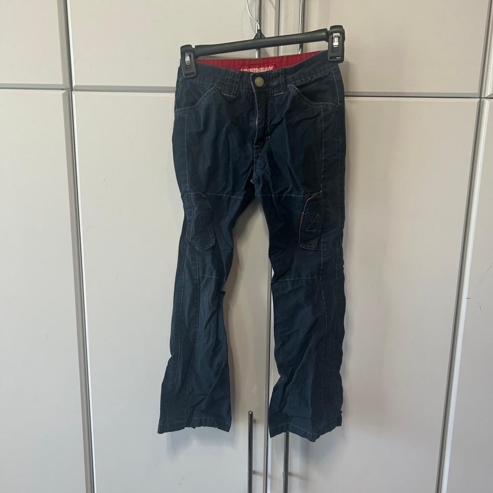 Unionbay Navy Blue Cargo Pants Red Trim Y2K Utility Trousers Size 7 RN 60307